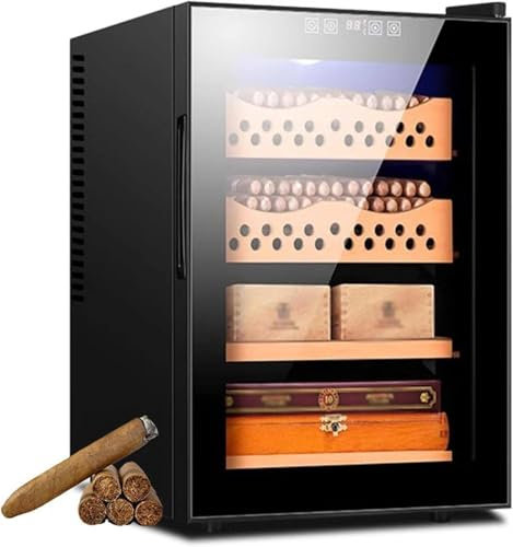 YANGYMM 50L Humidor-Zigarrenschrank, Intelligenter Elektronischer Zigarren-Humidor-Schrank, Elektrischer Zigarren Humidor KüHler Mit Zedernholz Auskleidung, 4 Schicht Schubladen, Temperatur 11~18°C,A