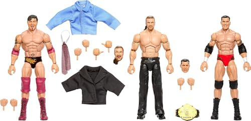 Mattel WWE Elite Evolution Actionfiguren & Zubehör-Sets, 15,2 cm große Sammlerstücke mit austauschbaren Teilen, inklusive Triple H, Randy Orton & Batista