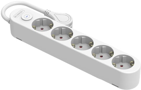 Silver Electronics - Base eléctrica multienchufe Protek Plus 5 Tomas con Interruptor Cable 1,5m IP20 Blanco