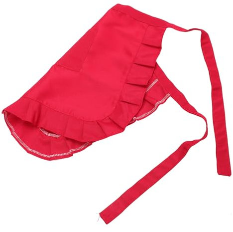 LALADEFIEE Halbseitige Kochschürze Damen Atmungsaktive Taillenschürze Mit Taschen Vielseitig Komfortabel Und Langlebig Rote Kurze Schürze Für Küche Service Und Backen