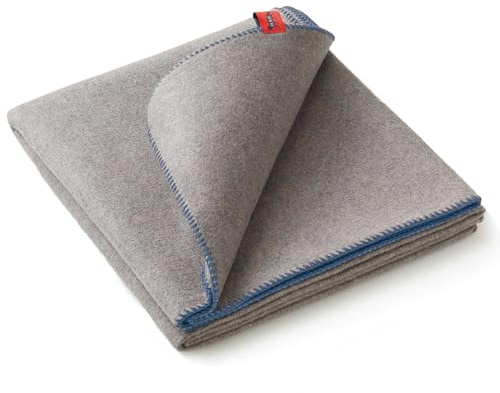 Cosy Fox | Multifunktionale Premium Feuerschutz- und Feuerlöschdecke mit Kuschelfaktor - Erstmaßnahme gegen Entstehungsbrände | 160x200cm (Grey-Indigo Blue)