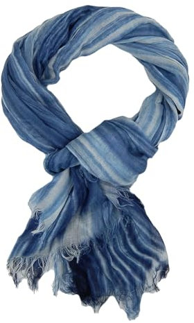 Ella Jonte Herrenschal gestreift im Batik-Style blau oder grau weiss Schal für Frühling Sommer Herbst