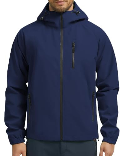 UMIPUBO Veste Imperméable Pour Homme Pluie Extérieure Coupe Vent Respirante Réfléchissante Blouson Légère Vêtements à Capuche Outdoor Cyclisme Plein air Voyage Course à pied Randonnée(Marine,XXL)