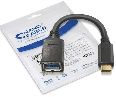 PRENDELUZ Cavo USB 3.1 Gen 1, 3A, USB-C a USB-A, 15 cm, OTG, ideale per trasferimenti rapidi e ricarica di dispositivi mobili.