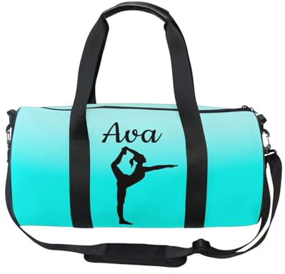 Sac de gymnastique personnalisé pour filles - Sac de gymnastique personnalisé pour enfants - Sac de danse bleu cyan dégradé - Sac de rangement pour équipement de gymnastique - Cadeaux de gymnastique