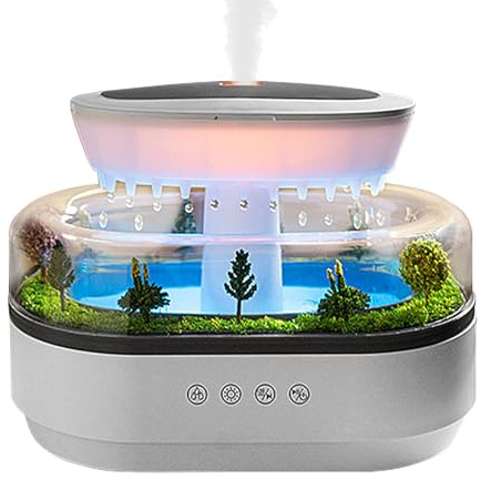 Difusor de aromaterapia de Gota de Lluvia - Humidificador de paisajes, Fabricante de Niebla de Fragancia de árbol | Difusor de Niebla fría de luz de 7 Colores, humidificador de Aire de Aceite