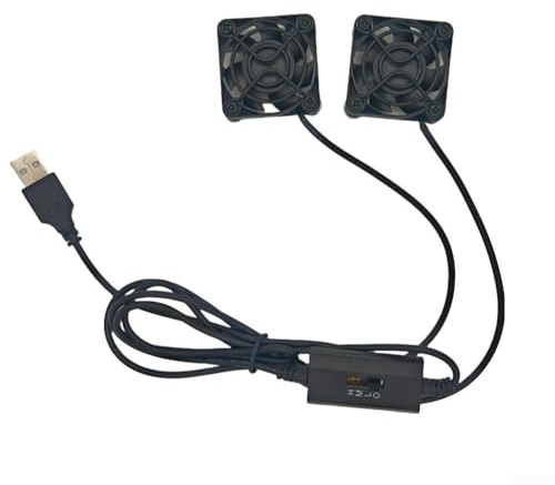 HpLive Mini ventilador de refrigeración USB de 40 mm, doble ventilador, velocidad ajustable, bajo nivel de ruido para PC dispositivos electrónicos (A)