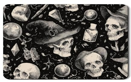 Gothic Skull Dish Drying Mats For Kitchen Counter, Vintage Black Skull Absorbent Rubber Mat, Halloween Drying Pad For Kitchen Counter Coffee Bar Protector 12x20 Inch