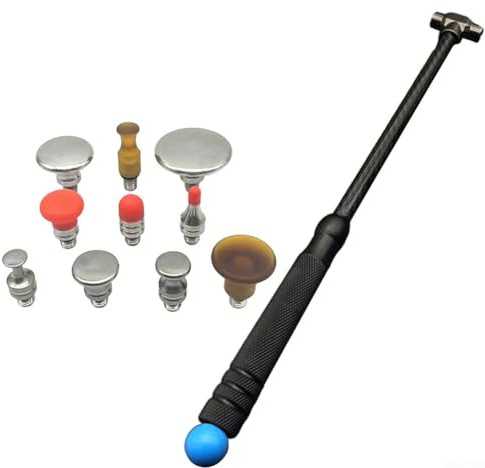Paintless Dent Removal Kit with Alloy and Carbon Steel Car Dent Repair Hammer, DIY Automotive Dent Removal Tools and Panel Beating Hammer Set with Tap Down（11Pcs