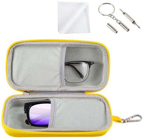 CYMNER Double Brillenetui, Dual Glasses Sunglasses Organizer with Zipper Closure, Hard Shell Large Glasses Case for Women & Men Travel Accessories, Double Brillenetui Case PU Material