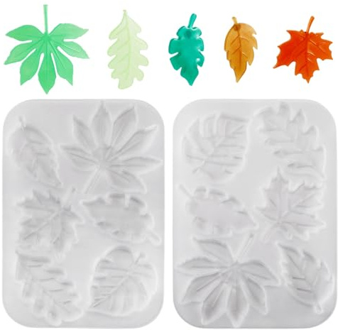 Craftora - Lot de 2 moules en silicone en forme de feuilles d'érable pour fabrication de bijoux en résine UV et clé en main