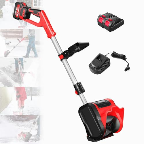 MANYOUYOU Souffleuse à Neige à Batterie, Pelle à Neige électrique sans Fil, Pelle à Neige à Batterie, 2200 TR/Min - avec Batterie Au Lithium 1/2, pour Le Déneigement des Routes Et des Ménages B