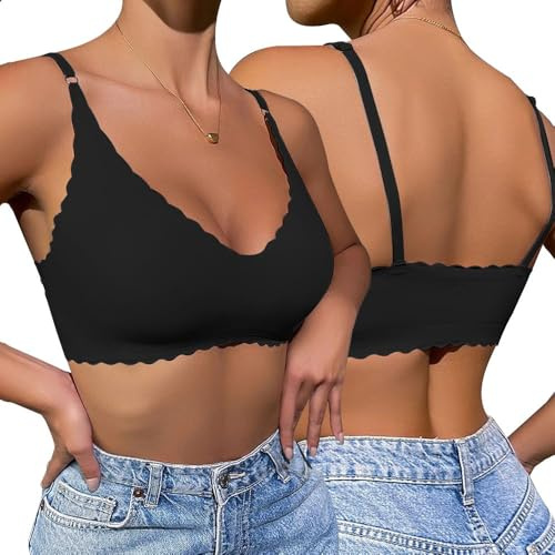 XFSRG Soutiengorge sans Armature Bretelles Réglables Confort Quotidien Brassière Triangle Maintien Optimal Sousvêtement Doux Balconnet Classique (Noir L)