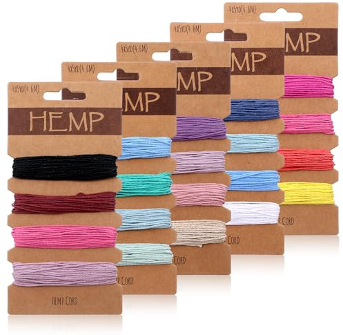20 Colors 20 Yards Thread Cord for Jewelry Making, Multi-Color Natural Flax String for Bracelet Macrame Twine Bright Cord Rope String for Scrapbooking, DIY Handmade Craft Keychains Making Accessories