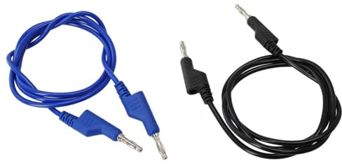 Gettimore Lot de 5 câbles de test multimètre, fiche 4 mm, longueur 1 m avec 10 pinces crocodiles – pour instruments de mesure standard