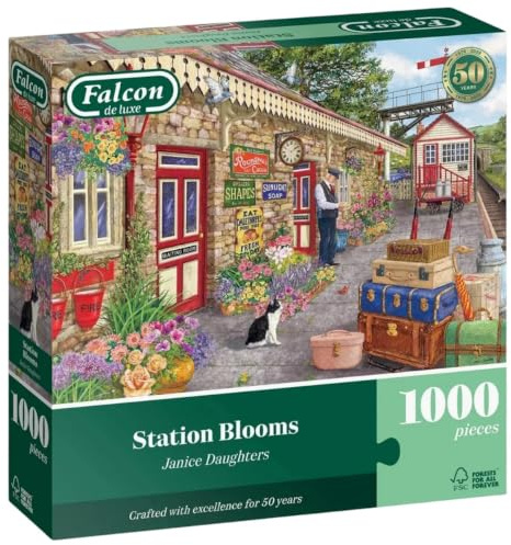 Falcon Station Blooms - 1000 Piece Jigsaw Puzzle for Adults - Railway Scene