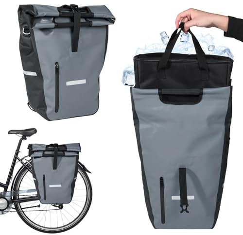 Cioquli Fahrradtaschen für Gepäckträger, 22-28 Liter Kühltasche Fahrrad | Gepäckträgertasche Fahrrad, Wasserdichter Fahrrad Einkaufstasche, Tragetasche & Umhängetasche für Radfahren Pendeln