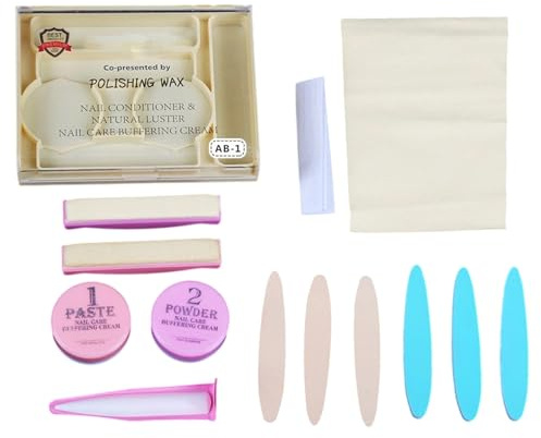 Japanisches Maniküre-Set, Nagelpflege-Set mit Paste und Puder, Nagelpflege und natürlichem Glanz, Polierblock & Nagelfeilen – Professionelle Nagelpflege für Mädchen & Frauen
