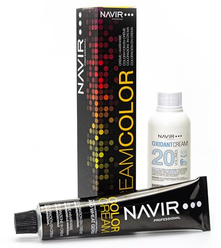 NAVIR Profesional | Tinte de pelo mujer en crema con germen de trigo y aceite de argán - 7.0 Rubio medio - 60ml + Oxidante 75ml 20 vol