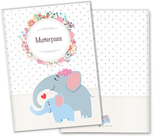 OLGS Mutterpasshülle Mommy Love Dots - Schutzhülle für Mutterpass, Elefant Design, Geschenk für Schwangerschaft