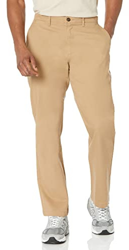 Amazon Essentials Pantaloni Casual Chino Elasticizzati dal Taglio Classico Uomo, Marrone Cenere, 42W / 34L