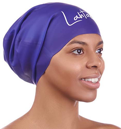 Gorro Piscina - Gorro Natación Mujer y Hombre - Gorro Natación Pelo Largo y Dreadlocks - Gorro de Baño Silicona Extra Grande XL y L - Gorros de Piscina Impermeables (Bluebonnet Blue XL)