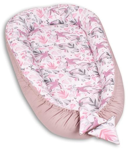 PaLulli Nid bébé, nid Douillet Multifonctionnel avec Matelas supplémentaire Moelleux, Cocon, nid, lit bébé, lit de Voyage pour Nouveau-né, 100% Coton Oeko-TEX, Made in The EU (Pony Pink)