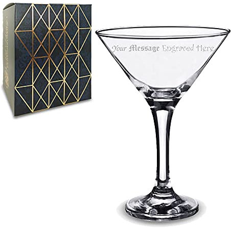 Personalised Engraved Moindre Martini Glass with Gift Box, Customise with Your Message