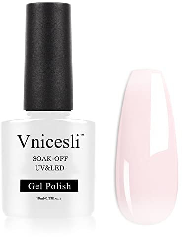 Vnicesli UV Nagellack Nude Rosa, Gel Nagellack UV LED Nackt Rosa Farben Shellac Soak Off Natur Jelly Gel Halbtransparent Manicure Lacquer Varnish10ml