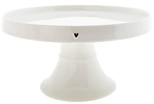 Tortenplatte HEART auf Fuß weiß mit schwarzen Herz D. 23cm Bastion Collections