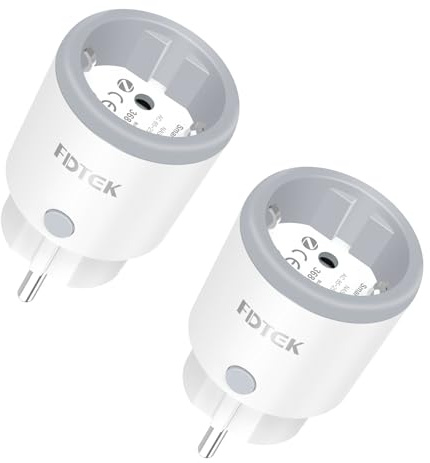 FDTEK Zigbee 3.0 Prise Intelligente, Contrôle à Distance, 16A Smart Plug Smart Life Application Sans Fil Prise de Télécommande avec Mode Minuteur et Mesure Actuelle pour Alexa & Google, 2PCS