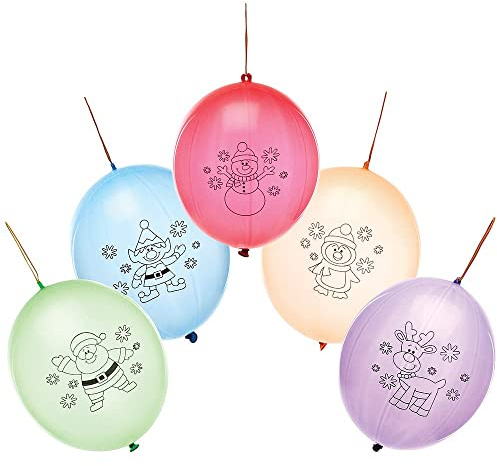 Baker Ross FX384 Weihnachten Punch Ball-10 Stück, Kinderparty Spielzeug, Weihnachtsparty Ballons, Kindergeburtstag Spiele