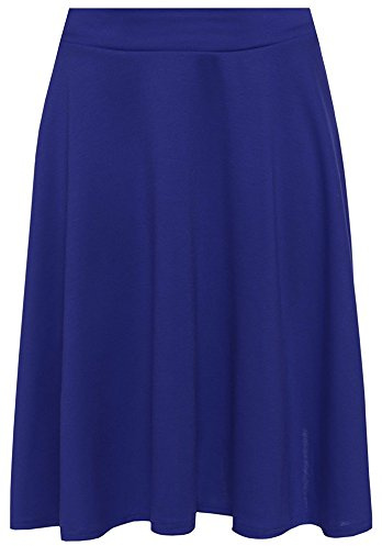 Candid Styles Womens Plain Midi Skirt Summer Dress Ladies Soft Stretch Elastic Waist Flared Skater Midi Skirt Plus Size (Royal Blue, 20-22)