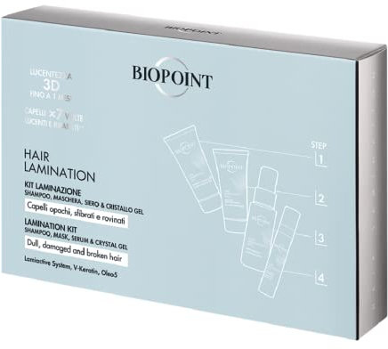 Biopoint Hair Lamination - Kit Laminazione per Capelli Sfibrati e Danneggiati, Trattamento in 4 Step, Dona Idratazione, Morbidezza e Luminosità Effetto Specchio