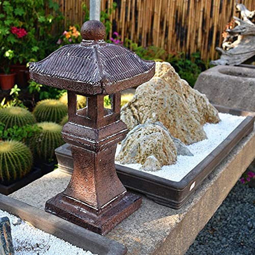 ZEELYDE Buddha Statue,Japanese Solar Pagoda Garden Ornament Pagoda Zen Lantern Buddha Decor Statue,Grey+Height60.5cm