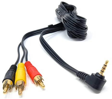 DRUT Câble Jack 3,5 mm à 4 pôles à Angle Droit de 3 m vers 3 x RCA Composite et câble Audio vidéo stéréo 10 Pieds