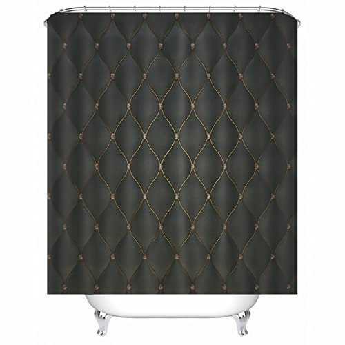 Whoiy Duschrollo Schwarz, Duschrollo Um Die Ecke 150X180cm Polyester Bath Curtains Rautennetz für Badezimmer Badewanne