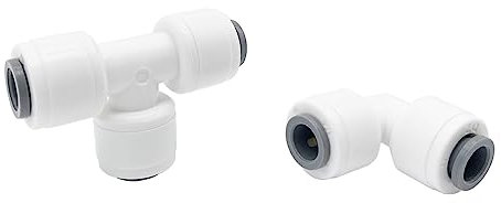Qrity 1/4 Tube D'osmose Inverse Water Filter Fittings, Refrigerateur Tuyau Connecteur Rapide(T Type+L Type), Raccords de Tuyaux pour Purificateurs D'eau et Réfrigérateurs-1Ensemble