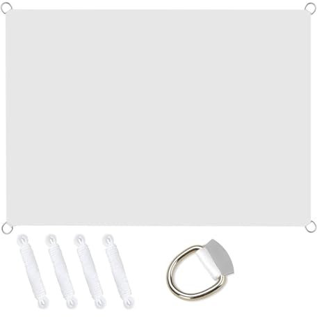 Sonnensegel Rechteckig 3.5 x 8 m Wasserdicht Sonnenschutz Wetterschutz Sonnensegel Quadrat Sun Segel mit Seile für Garten Terrasse und Camping, Weiß