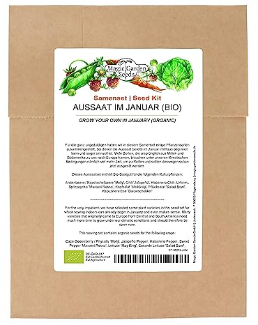 Aussaat im Januar (Bio) - Samen-Geschenkset mit 7 Gemüsesorten, die im Januar ausgesät werden können