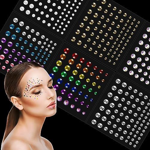 Glitzersteine Selbstklebend, 459 Stück Strasssteine Edelsteine Schmucksteine für Gesicht Augen Körper Nägel, Bunt Strass Aufkleber Kristall Temporäre Tattoo für Festival Make Up Schminke