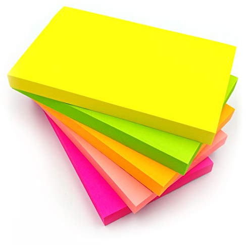 Post it Haftnotizen Leuchtend Rechteckige | 76mm x 127mm | Packung mit 4 | Haftnotiz-Pads | Stark Haftende Notizblöcke für Zuhause, Büro und Schule | Memo-Blöcke, To-Do-Liste | 100 Blatt pro Block