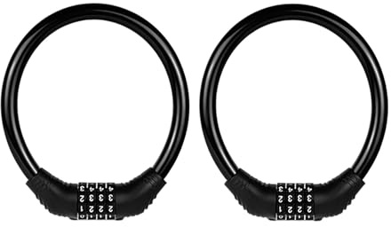 KOLACEN Bike Lock Cable, 4 Digit Security Resettable Combination Lock, Heavy Duty Anti Theft Bicycle Lock Chain, Combo Bike Locks, Portable Code Bicycle Cable Lock for Bike Motorcycle 16 inches 2 Pcs