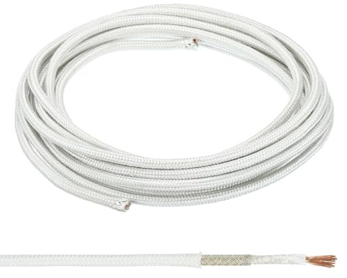PATIKIL 16.4Ft 9AWG High Temperature Wire, -60-350 Degrees Celsius Mica Glass Fiber Electronic Wire Insulated Heat Resistant Electronical Flexible Cable for Lamp Boiler Heater, White