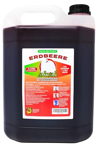 Erdbeer-Slushkonzentrat 5 L | Mischungsverhältnis 1:5 | Slush-Eis | Crush-Eis | Wassereis | Granita | ohne künstliche Farbstoffe | für Slushie-Maker