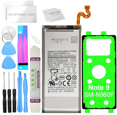 Replacement Battery for Samsung Galaxy Note 9 SM-N960F Replaces EB-BN965ABU + Tool Kit + Adhesive Frame