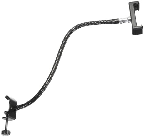 PATIKIL 18.5 Gooseneck Desk Mic Stand, Flexible Arm Desktop Microphone Stand with Clip, 3/8 to 5/8 Phone Clip for Singing Speech, Black