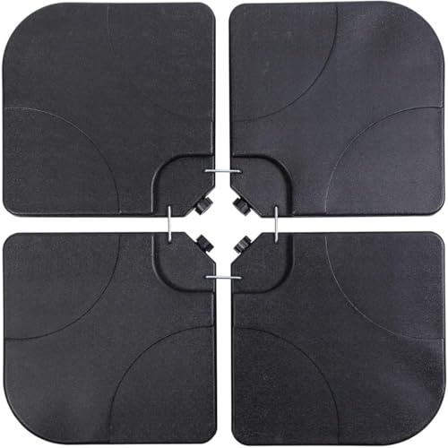 Greenfields Pack of 4 60/80KG Cantilever Parasol Base - Square Shaped Fill with Water or Sand - Black Umbrella Hanging Banana Cantilever for Garden, Patio, Deck - U Locking Parasol Base Weight