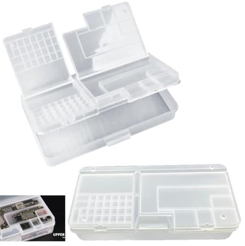 DraCra Paquete de 2 organizadores de módulos de reparación de teléfono, caja de almacenamiento de componentes de precisión, caja de contenedor, colector de compartimento para iPhone, tornillos