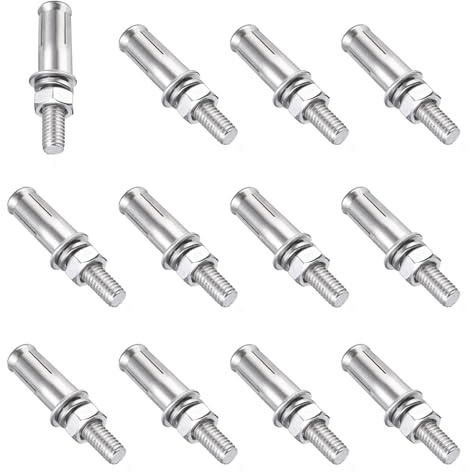 PATIKIL M8 x 50mm Bulloni Espansione, 12pz Bulloni Espansione in Acciaio Inossidabile 304 per Ancoraggio a Manica per Muro Cemento Mattoni Cartongesso Condizionatore d'Aria, Argento